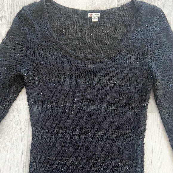 GUESS | Black scoop neck sweater with a touch of sequins - Picture 4 of 5